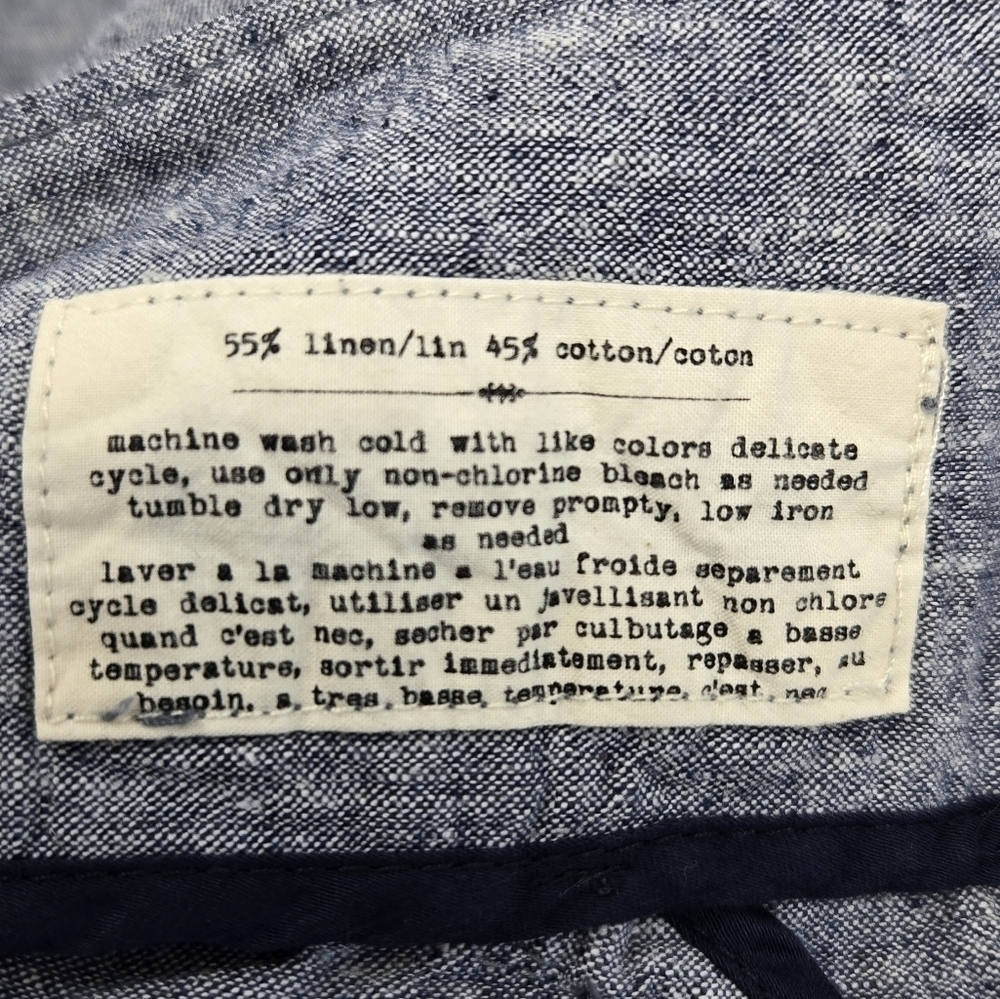 CARTONNIER ANTHROPOLOGIE CHAMBRAY LINEN BLEND 2 BUTTON BLAZER JACKET WOMEN 4 - Picture 9 of 12